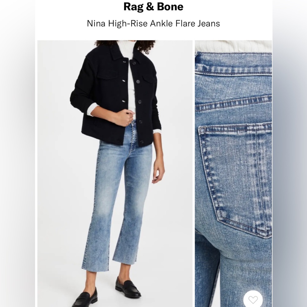 Sold☀️Rag & Bone Nina High-Rise Ankle Flare Jeans in Pearl - Picture 4 of 16